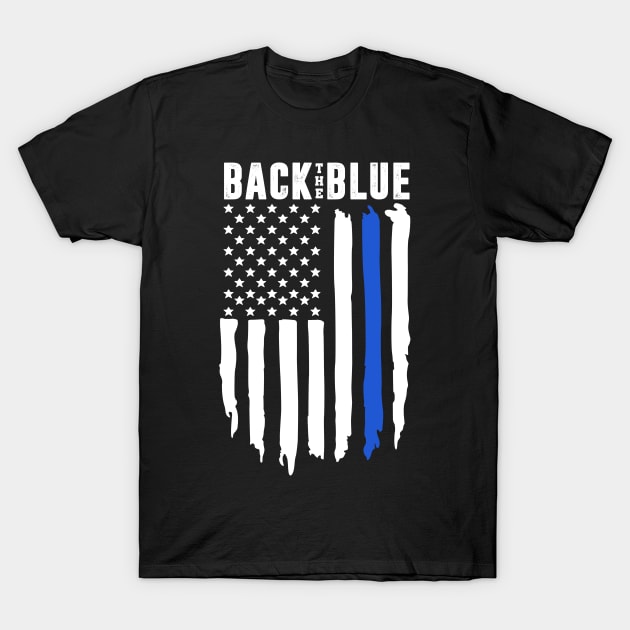 Back The Blue - Thin Blue Line American Flag T-Shirt by TextTees